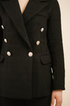 Črn tweed blazer z gumbi
